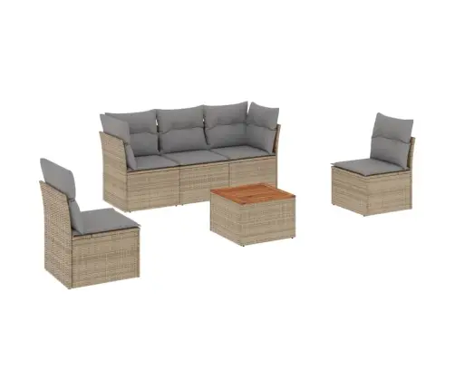 6-Daļīgs Dārza Dīvāna Komplekts, Matrači, Bēša Pe Rotangpalma Vidaxl