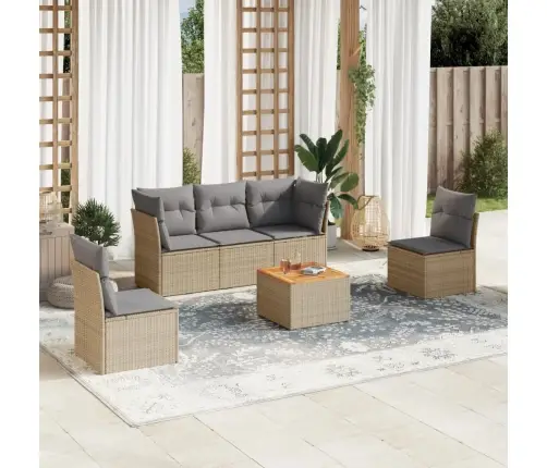 6-Daļīgs Dārza Dīvāna Komplekts, Matrači, Bēša Pe Rotangpalma Vidaxl