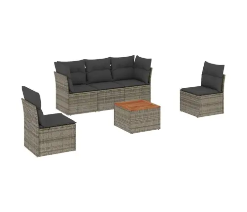 6-Daļīgs Dārza Dīvāna Komplekts Ar Matračiem, Pelēks Pe Pinums Vidaxl