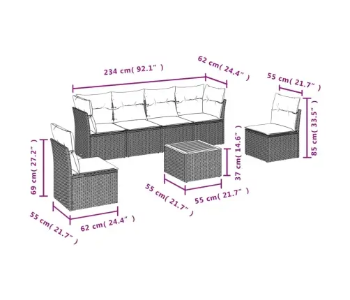 7-Osaline Aiadiivani Komplekt Patjadega, Must, Polürotang