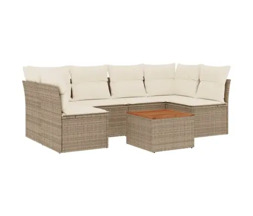 7-Daļīgs Dārza Dīvāna Komplekts, Matrači, Bēša Pe Rotangpalma Vidaxl