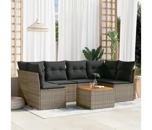 7-Daļīgs Dārza Dīvāna Komplekts, Matrači, Pelēka Pe Rotangpalma Vidaxl