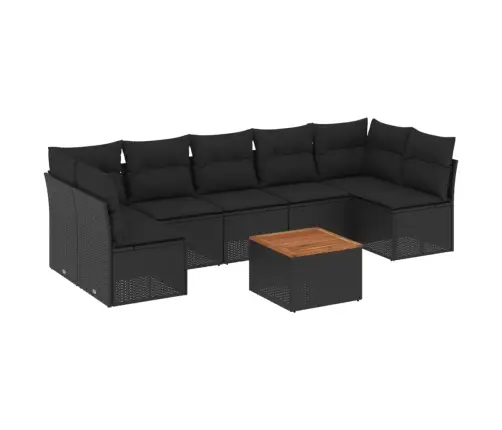 Sofos Komplektas Su Pagalvėlėmis, 8 Dalių, Juodas, Poliratanas