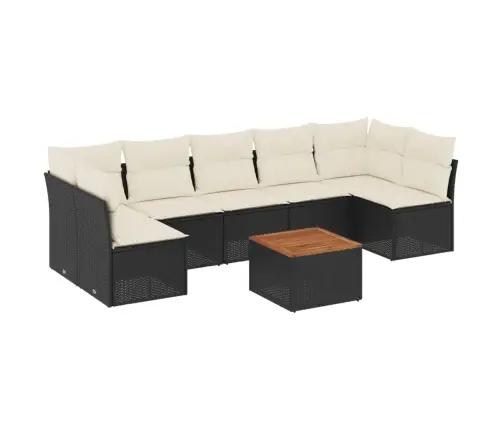 8-Daļīgs Dārza Dīvāna Komplekts, Matrači, Melna Pe Rotangpalma Vidaxl