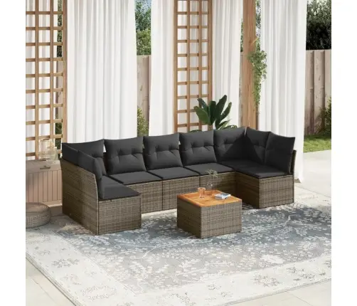 Sodo Komplektas Su Pagalvėlėmis, 8 Dalių, Pilkas, Poliratanas