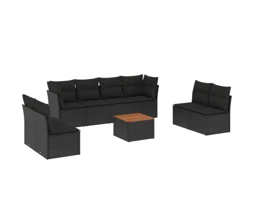 Sodo Komplektas Su Pagalvėlėmis, 9 Dalių, Juodas, Poliratanas