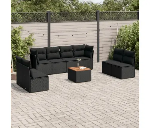 Sodo Komplektas Su Pagalvėlėmis, 9 Dalių, Juodas, Poliratanas