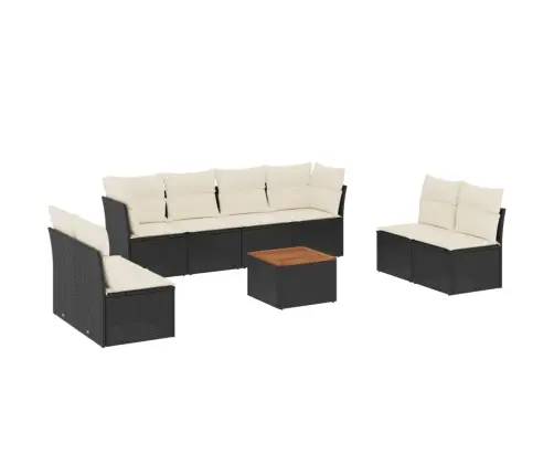 Sodo Komplektas Su Pagalvėlėmis, 9 Dalių, Juodas, Poliratanas