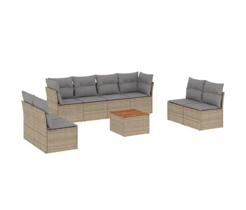 9-Daļīgs Dārza Dīvānu Komplekts, Matrači, Bēša Pe Rotangpalma Vidaxl