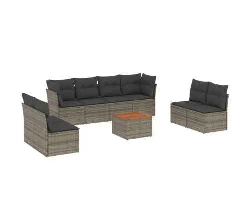 9-Daļīgs Dārza Dīvāna Komplekts Ar Matračiem, Pelēks Pe Pinums Vidaxl