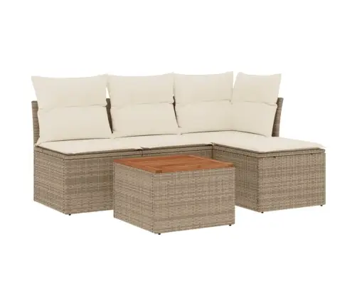 5-Daļīgs Dārza Dīvāna Komplekts, Matrači, Bēša Pe Rotangpalma Vidaxl