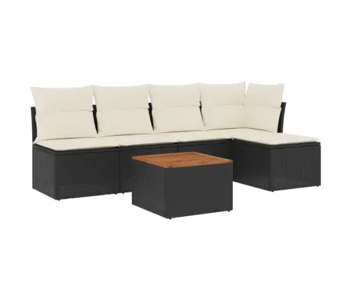 6-Daļīgs Dārza Dīvāna Komplekts, Matrači, Melna Pe Rotanpalma Vidaxl