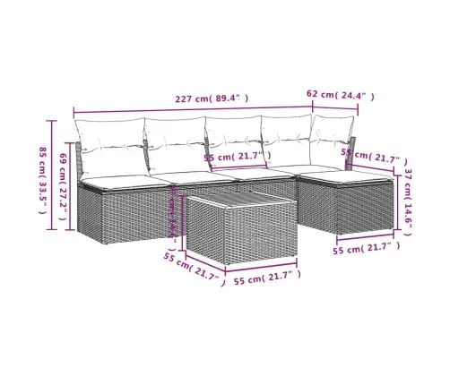 6-Daļīgs Dārza Dīvāna Komplekts, Matrači, Bēša Pe Rotangpalma Vidaxl