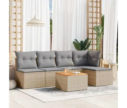 6-Daļīgs Dārza Dīvāna Komplekts, Matrači, Bēša Pe Rotangpalma Vidaxl