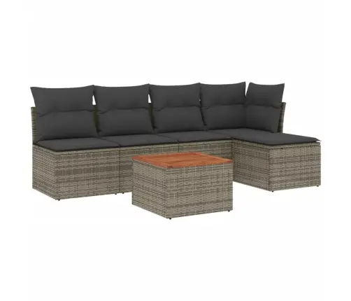 6-Daļīgs Dārza Dīvāna Komplekts Ar Matračiem, Pelēks Pe Pinums Vidaxl