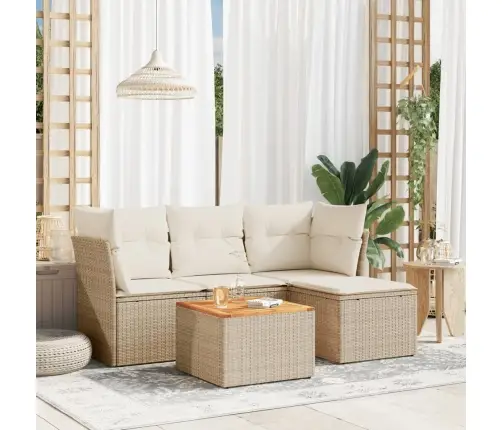 5-Daļīgs Dārza Dīvāna Komplekts, Matrači, Bēša Pe Rotangpalma Vidaxl