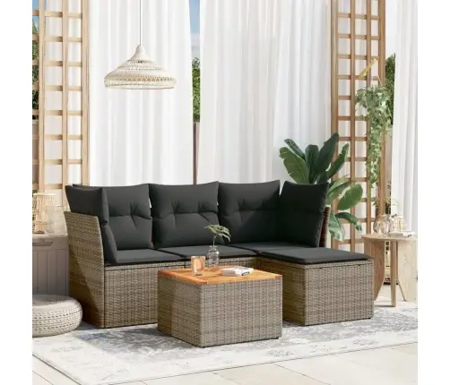 5-Osaline Aiamööblikomplekt Istmepatjadega, Polürotang, Hall