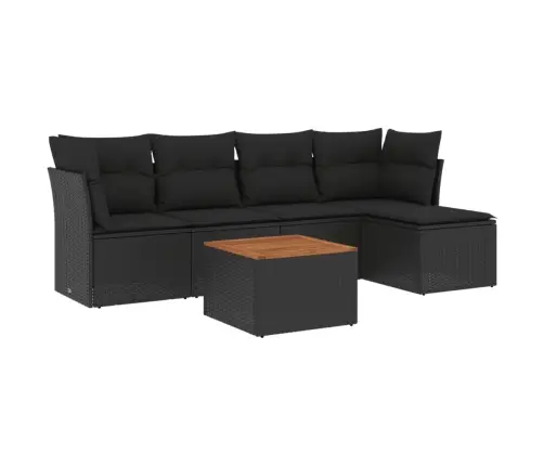 6-Daļīgs Dārza Dīvāna Komplekts, Matrači, Melna Pe Rotanpalma Vidaxl