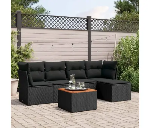 6-Daļīgs Dārza Dīvāna Komplekts, Matrači, Melna Pe Rotanpalma Vidaxl