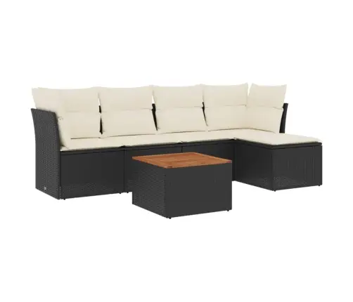 6-Daļīgs Dārza Dīvāna Komplekts, Matrači, Melna Pe Rotanpalma Vidaxl