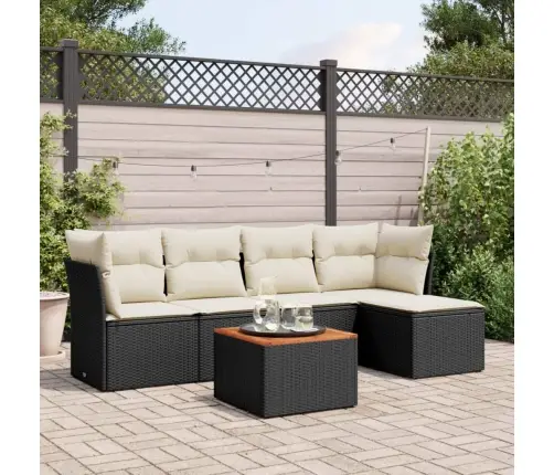 6-Daļīgs Dārza Dīvāna Komplekts, Matrači, Melna Pe Rotanpalma Vidaxl