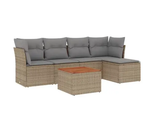 6-Daļīgs Dārza Dīvāna Komplekts, Matrači, Bēša Pe Rotangpalma Vidaxl