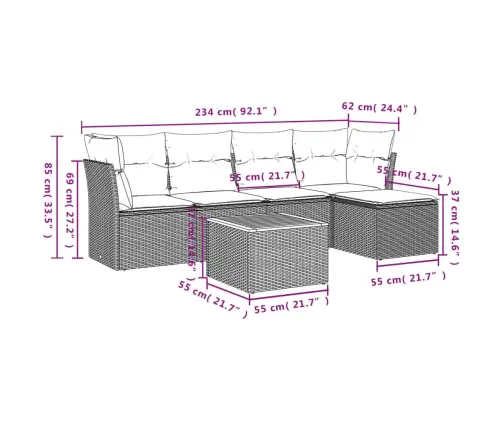 6-Daļīgs Dārza Dīvāna Komplekts, Matrači, Bēša Pe Rotangpalma Vidaxl