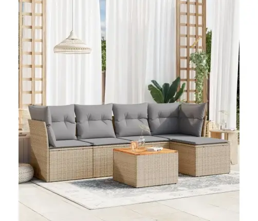 6-Daļīgs Dārza Dīvāna Komplekts, Matrači, Bēša Pe Rotangpalma Vidaxl