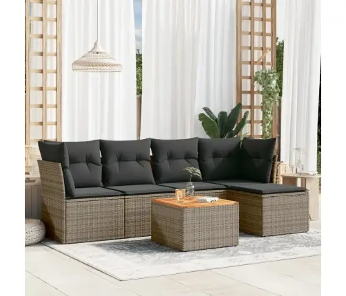 6-Daļīgs Dārza Dīvāna Komplekts Ar Matračiem, Pelēks Pe Pinums Vidaxl