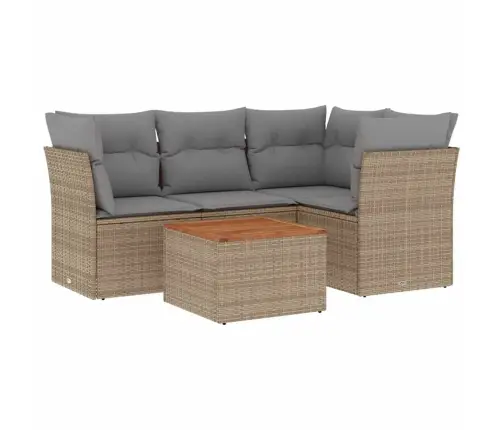 5-Daļīgs Dārza Dīvāna Komplekts, Matrači, Bēša Pe Rotangpalma Vidaxl