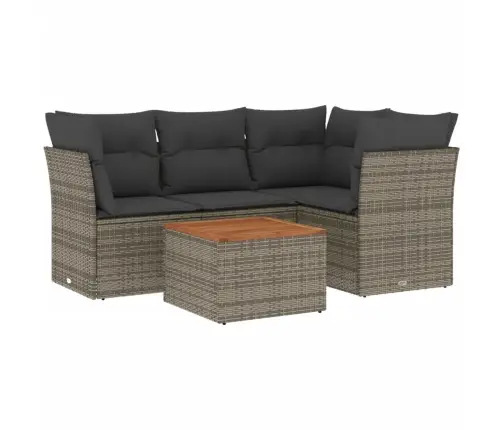 5-Daļīgs Dārza Dīvāna Komplekts Ar Matračiem, Pelēks Pe Pinums Vidaxl