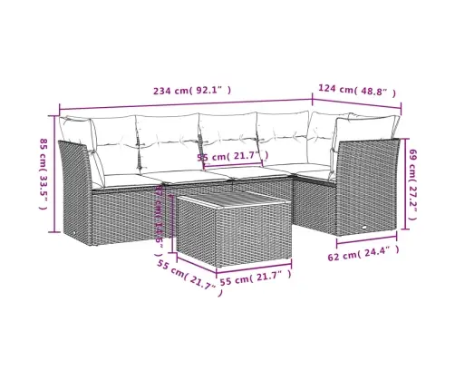 6-Daļīgs Dārza Dīvāna Komplekts, Matrači, Melna Pe Rotanpalma Vidaxl