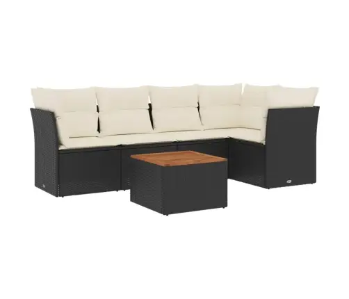 6-Daļīgs Dārza Dīvāna Komplekts, Matrači, Melna Pe Rotanpalma Vidaxl