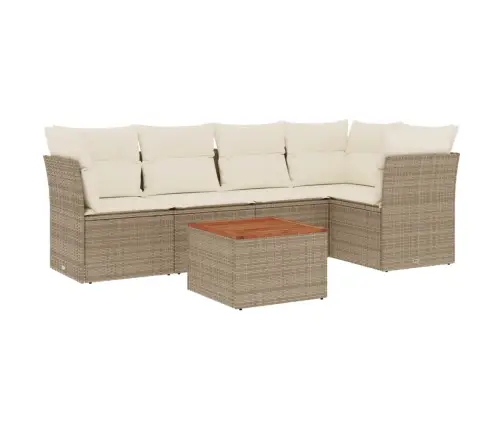 6-Daļīgs Dārza Dīvāna Komplekts, Matrači, Bēša Pe Rotangpalma Vidaxl