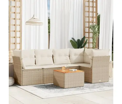 6-Daļīgs Dārza Dīvāna Komplekts, Matrači, Bēša Pe Rotangpalma Vidaxl