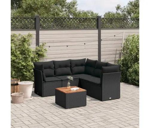 Sofos Komplektas Su Pagalvėlėmis, 6 Dalių, Juodas, Poliratanas