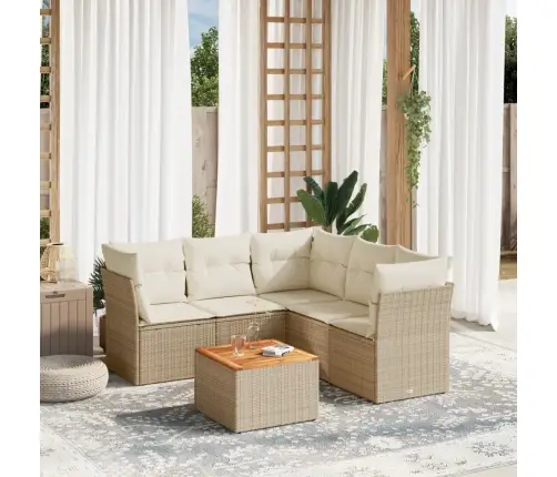 6-Daļīgs Dārza Dīvāna Komplekts, Matrači, Bēša Pe Rotangpalma Vidaxl