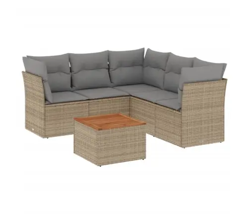 6-Daļīgs Dārza Dīvāna Komplekts, Matrači, Bēša Pe Rotangpalma Vidaxl