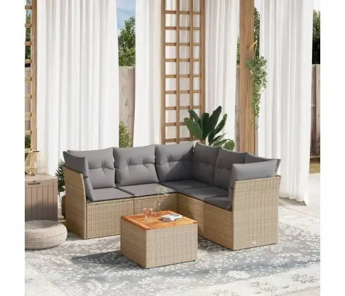 6-Daļīgs Dārza Dīvāna Komplekts, Matrači, Bēša Pe Rotangpalma Vidaxl