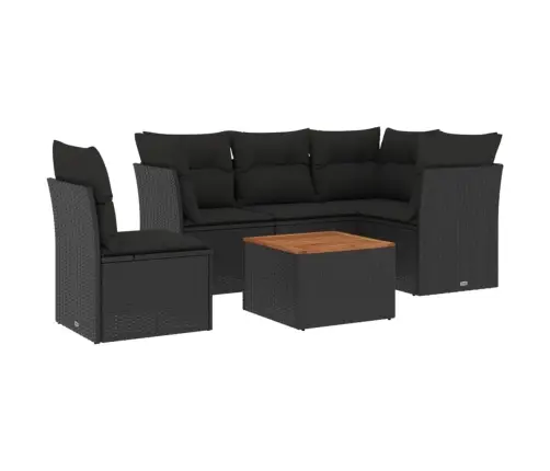 6-Daļīgs Dārza Dīvāna Komplekts, Matrači, Melna Pe Rotanpalma Vidaxl