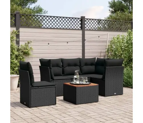 6-Daļīgs Dārza Dīvāna Komplekts, Matrači, Melna Pe Rotanpalma Vidaxl