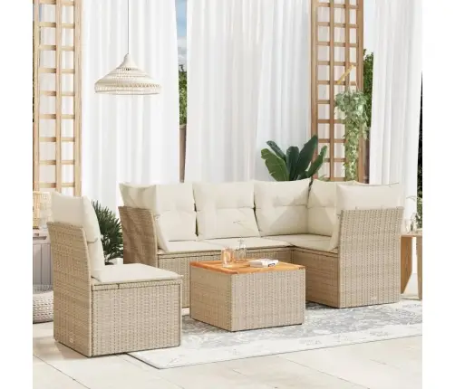 6-Daļīgs Dārza Dīvāna Komplekts, Matrači, Bēša Pe Rotangpalma Vidaxl 6-Daļīgs Dārza Dīvāna Komplekts, Matrači, Bēša Pe Rotangpalma Vidaxl