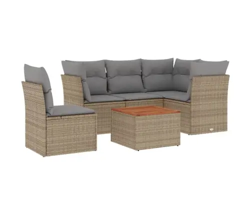 6-Daļīgs Dārza Dīvāna Komplekts, Matrači, Bēša Pe Rotangpalma Vidaxl