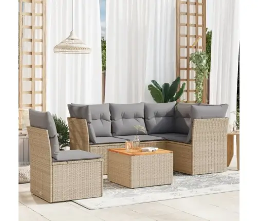 6-Daļīgs Dārza Dīvāna Komplekts, Matrači, Bēša Pe Rotangpalma Vidaxl