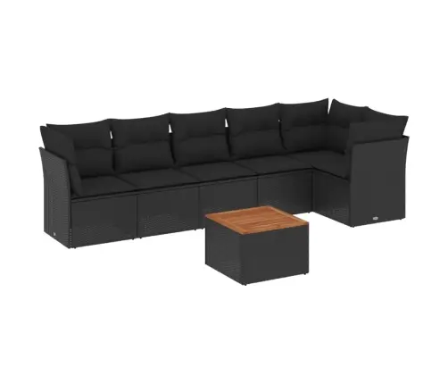 7-Daļīgs Dārza Dīvāna Komplekts Ar Matračiem, Melna Pe Vidaxl 7-Daļīgs Dārza Dīvāna Komplekts Ar Matračiem, Melna Pe Vidaxl