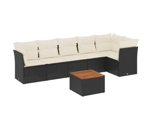 7-Daļīgs Dārza Dīvāna Komplekts Ar Matračiem, Melna Pe Vidaxl