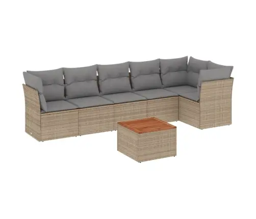 7-Daļīgs Dārza Dīvāna Komplekts, Matrači, Bēša Pe Rotangpalma Vidaxl