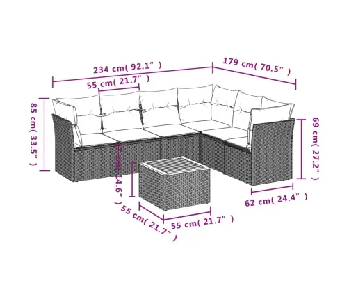 7-Osaline Aiadiivani Komplekt Patjadega, Must, Polürotang