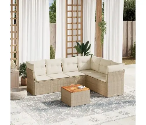 7-Osaline Aiadiivani Komplekt Patjadega, Beež, Polürotang