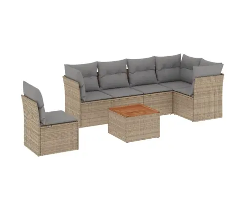 7-Daļīgs Dārza Dīvāna Komplekts, Matrači, Bēša Pe Rotangpalma Vidaxl